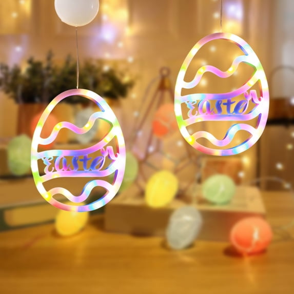 RXIRUCGD 2Pc Easter Eggs Window Lights, Easter Decorations Lights with Suction Cup, Easter Lights Battery Operated Easter Window Decorations for Home Indoor Easter Party Decor