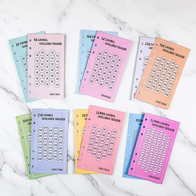 RXIRUCGD 48pcs A6 Europe Envelopes Save 52 Weeks Save Challenge 30 Days Save Money Punch Card Paper