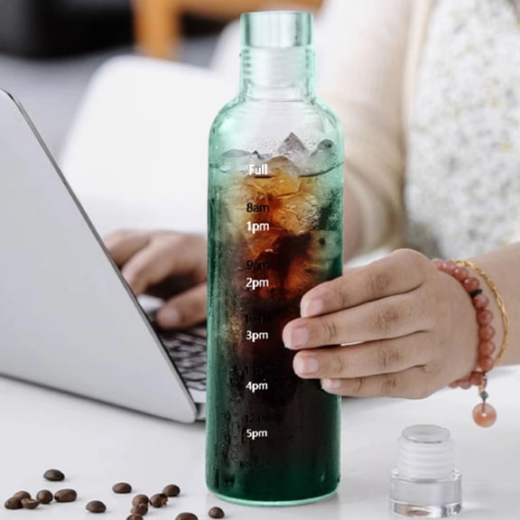 RXIRUCGD 750ml Transparent Measuring Water Bottle with Leakproof Lid and Brushed Matte Finish BPA-Free Plastic Water Cup for Precise Hydration Tracking at Home Office or Travel