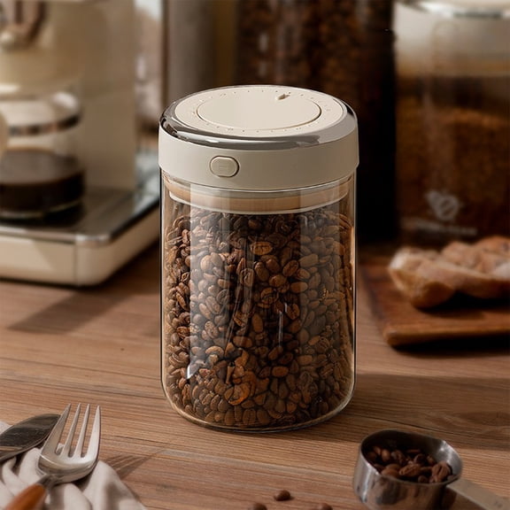 RXIRUCGD Airtight Coffee Storage Container with One-Way Degassing Valve, Glass Canister for Kitchen Pantry Organization, Preserves Freshness of Coffee Beans and Grounds