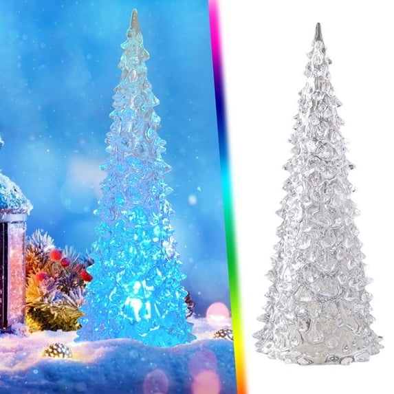RXIRUCGD Automatic Color Changing LED Christmas Tree Night Light, Plastic Christmas Decoration for Tabletop, Romantic Christmas Light for Home