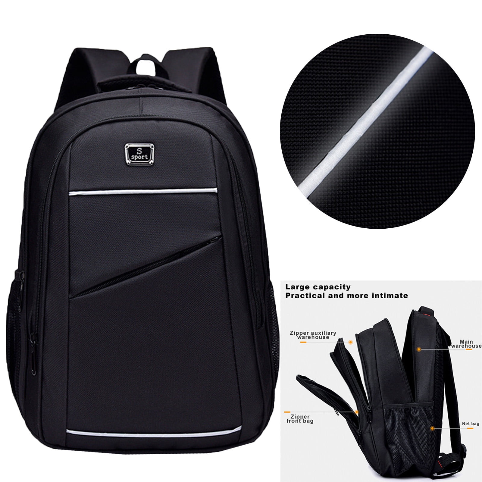 RXIRUCGD Backpack, Reflective Strips Computer Backpack Student Backpack ...
