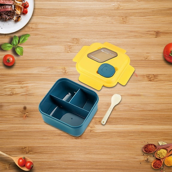 RXIRUCGD Bento Style Divided Lunch Container with Sauce Cup - Microwave Safe Plastic Food Storage Box for Office Campus Commute and Outdoor Picnics Meal Organization