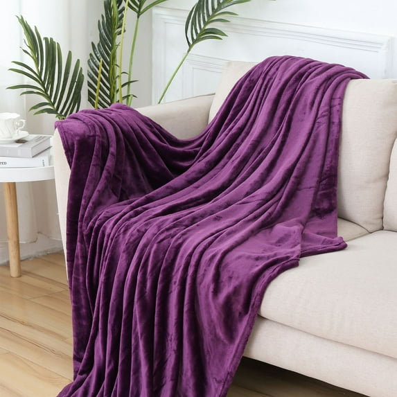 RXIRUCGD Blanket, Flannel Fleece Microfiber Throw Blanket Good Size Lightweight Cozy Couch Bed Super Soft And Warm Plush Solid Color,Purple