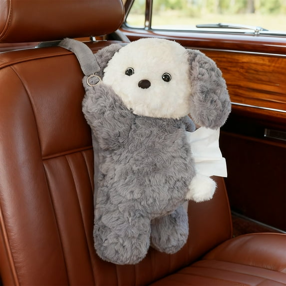 RXIRUCGD Car Hanging Tissue Box Organizer with Zipper Closure Soft Fabric Storage Bag Space Saving Design for Vehicle Home Office Decorative Practical Gift