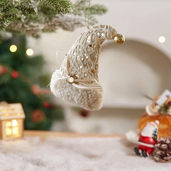 RXIRUCGD Champagne Foam Christmas Ornaments with Pearl Accents, Glue Powder Fabric Wrapped Decor for Holiday Christmas Tree Decorations