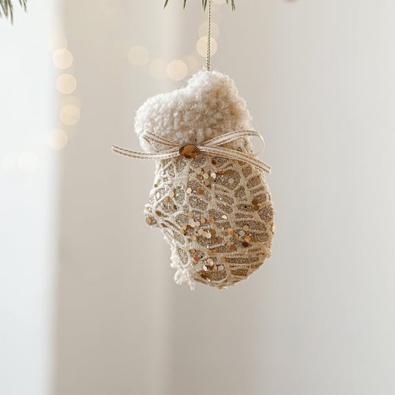 RXIRUCGD Champagne Foam Christmas Ornaments with Pearl Accents, Glue Powder Fabric Wrapped Decor for Holiday Christmas Tree Decorations