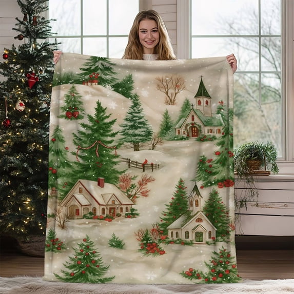 RXIRUCGD Christmas Flannel Throw Blanket - Super Soft Polyester Fleece for Sofa Bed and Home Decor - Lightweight and Warm for All Seasons - Machine Washable
