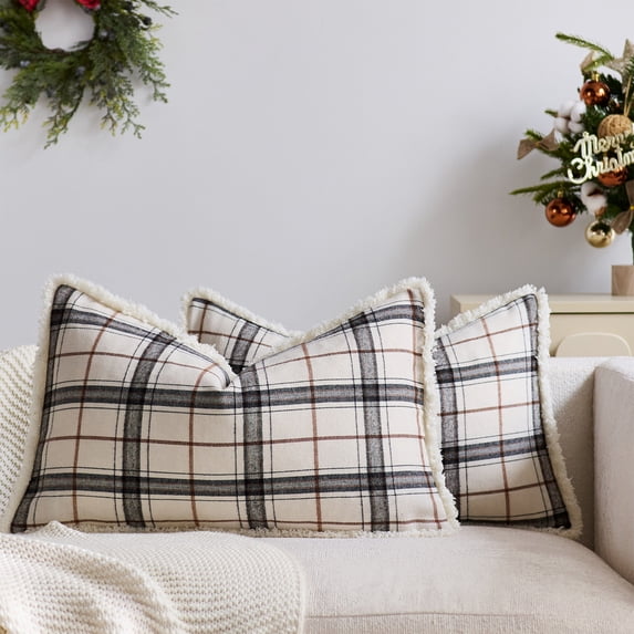 RXIRUCGD Christmas Plaid Cushion Cover, Checkered Sofa Pillow Cases for Holiday Home Decor and Christmas Decoration