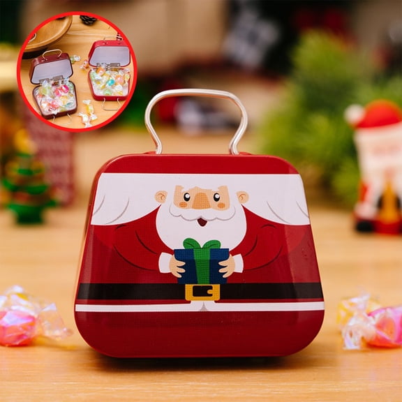 RXIRUCGD Christmas Themed Metal Candy Storage Box Decorative Holiday Container for Cookies Snacks Festive Table Decor Seasonal Gift Packaging Idea