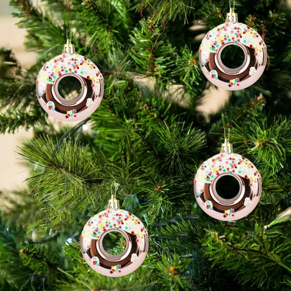 RXIRUCGD Christmas Tree Topper Star Ornament with Donut Candy Design, Plastic Hanging Decor for Christmas Tree Decoration, Festive Seasonal Home Decor