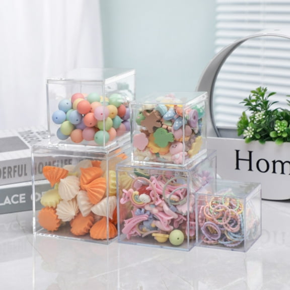 RXIRUCGD Clear Acrylic Storage Container with Snap-On Lid - Multi-Use Organizer for Party Favors Craft Supplies and Small Item Display