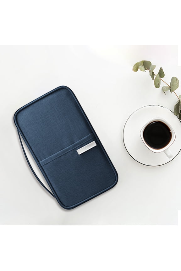 Compact Travel Document Organizer - Multi Pocket Passport Wallet with Card Slots - Portable Business Trip Essentials Holder for ID Cards Boarding Passes