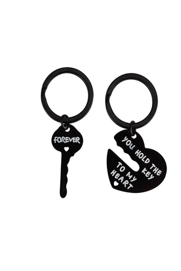 Couple Matching Stainless Steel Heart Keychain Set with Romantic Message for Anniversary Valentine's Day Gift for Partners