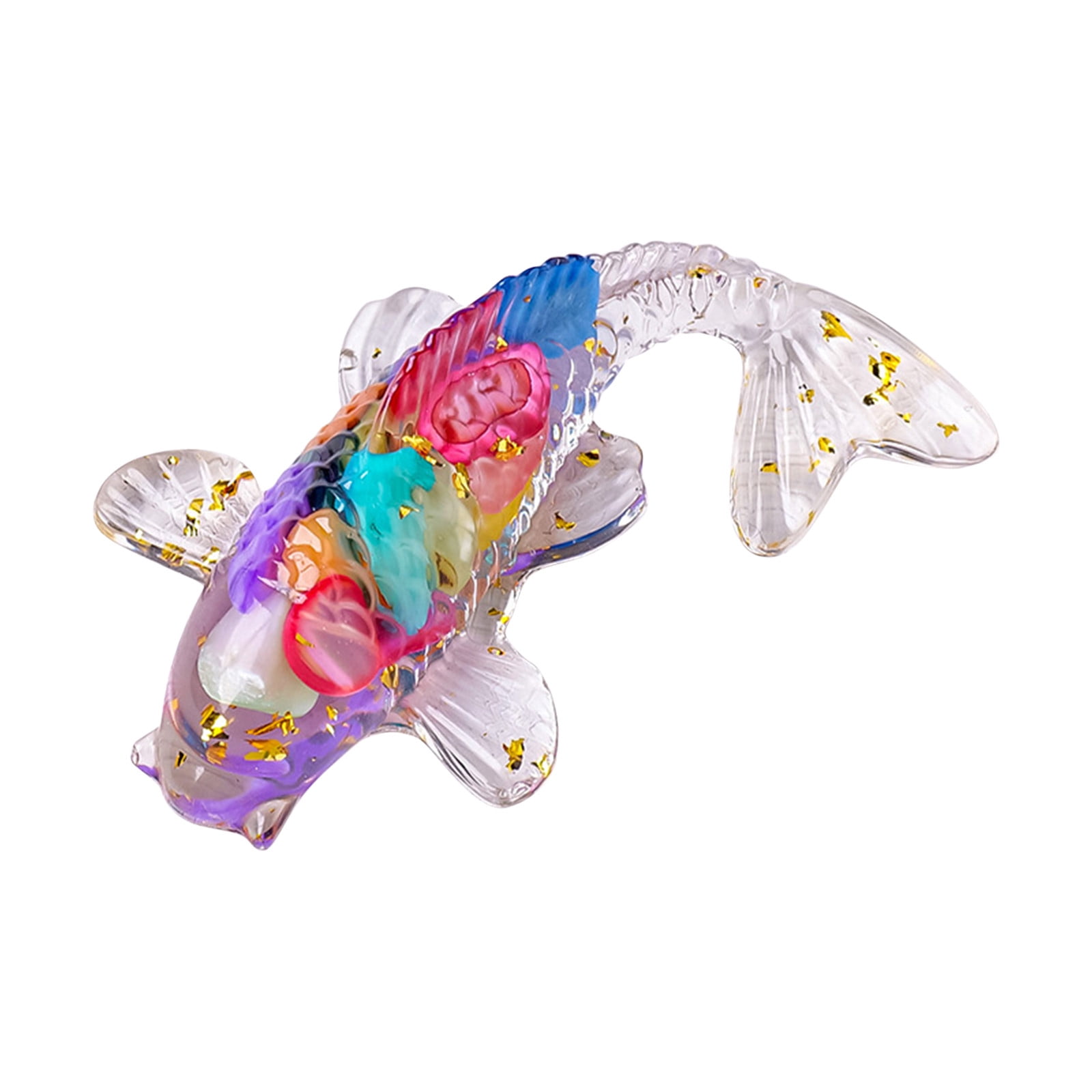 RXIRUCGD Crystal Fish Shape Ornament, Natural Crystal Gravel Glue Fish ...