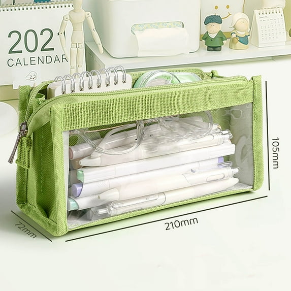 RXIRUCGD Cute 6-layer Transparent Pencil Case Multi-functional Storage Stationery Box College Supplies Kawaii Stationery Bag 1pc Large Capacity
