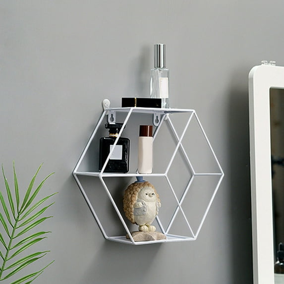 RXIRUCGD Decorative Iron Wall Mount Shelf with Multi-Level Storage - Modern Living Room Bedroom Decorative Organizer for Plants Books Essentials