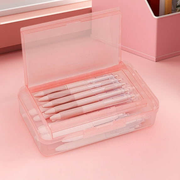 RXIRUCGD Double Layer Transparent Pencil Box Hard Plastic Pencil Case Crayon Pen Box Sketch Pencil Case Stacking Office Supplies Organizer Box