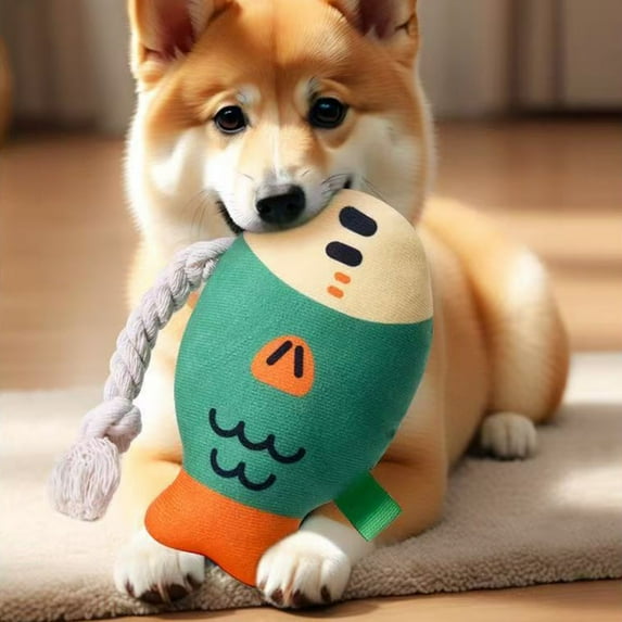 RXIRUCGD Durable Plush Squeaky Fish Toy for Small Dogs with Crinkle Sound for Chewing Play Anxiety Relief and Interactive Toy for Pets