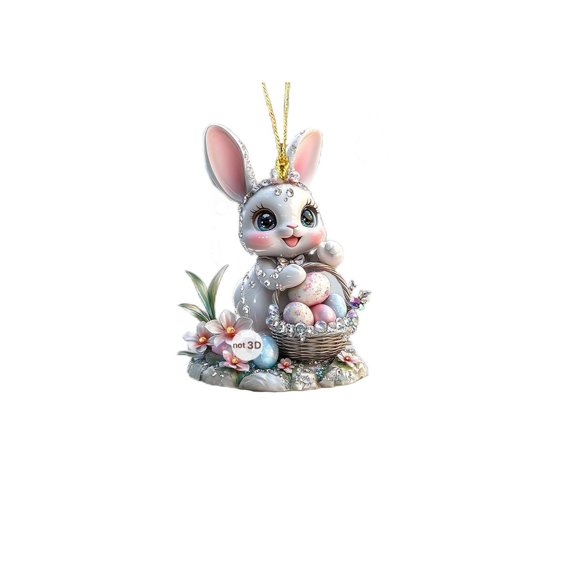 RXIRUCGD Easter Bunny Hanging Ornament | Easter Decorations | Easter Basket Stuffers & Gifts | Acrylic Flat Rabbit Pendant for Home Window Car Interior Decor
