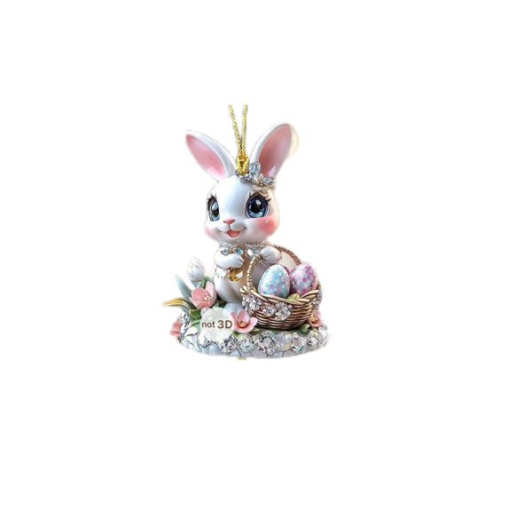 RXIRUCGD Easter Bunny Hanging Ornament | Easter Decorations | Easter Basket Stuffers & Gifts | Acrylic Flat Rabbit Pendant for Home Window Car Interior Decor