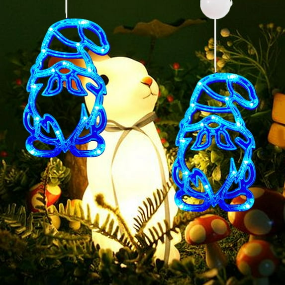 RXIRUCGD Easter Decoration Lights, Easter Bunny Hanging Lights with Suction Cup, Multicolor Easter Window Silhouette Lamps for Indoor, Home, Party Decor