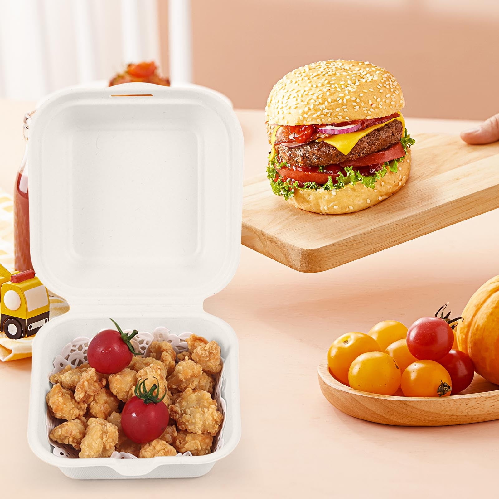 RXIRUCGD Eco-Friendly Pulp Fiber Food Containers with Secure Lids ...
