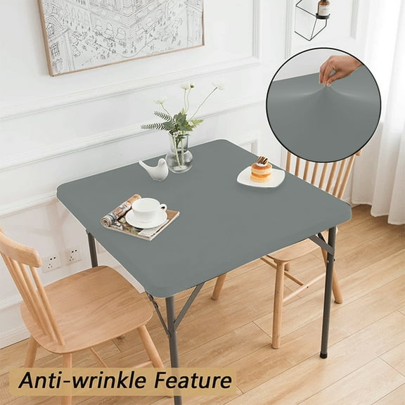 RXIRUCGD Elastic Square Table Cover with Snug Fit Design - Dust Resistant Surface Protector for Dining Tables and Office Desks