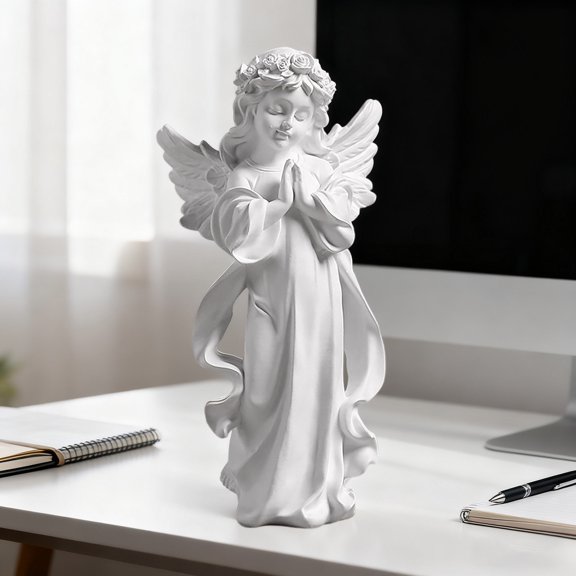RXIRUCGD Elegant Angel Girl Resin Sculpture with Artistic Design - Decorative Figurine for Home Office Decor and Living Space Enhancement