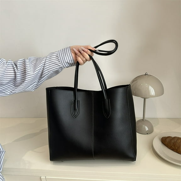 RXIRUCGD Fashionable PU Leather Shoulder Handbag - Versatile Work Tote for Business Meetings and Weekday Commute