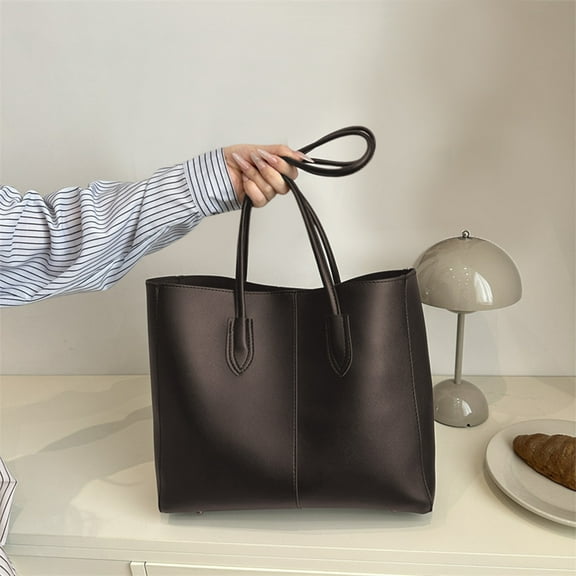 RXIRUCGD Fashionable PU Leather Shoulder Handbag - Versatile Work Tote for Business Meetings and Weekday Commute