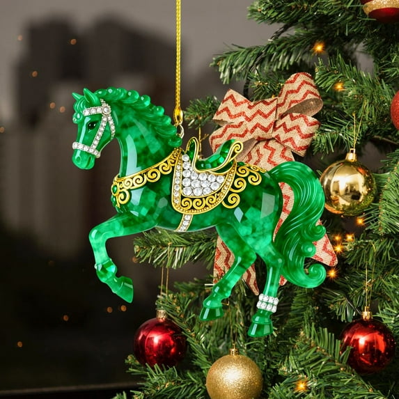 RXIRUCGD Festive 2D Acrylic Christmas Pony Ornament - Holiday Tree Decoration with Detailed Design - Charming Winter Themed Home Decorations
