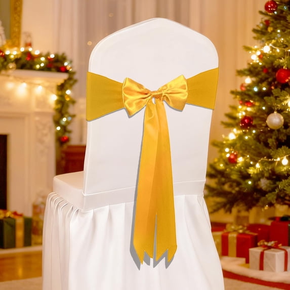 RXIRUCGD Festive Stretchable Chair Bow Decor, Elastic Holiday Party Decoration for Dining Room Banquet, Reusable Polyester Fabric with Multiple Color Options