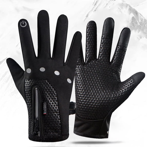 RXIRUCGD Fleece Lined Waterproof Touchscreen Gloves for Winter Activities, Windproof Zippered Hand Warmers for Cycling Skiing and Driving