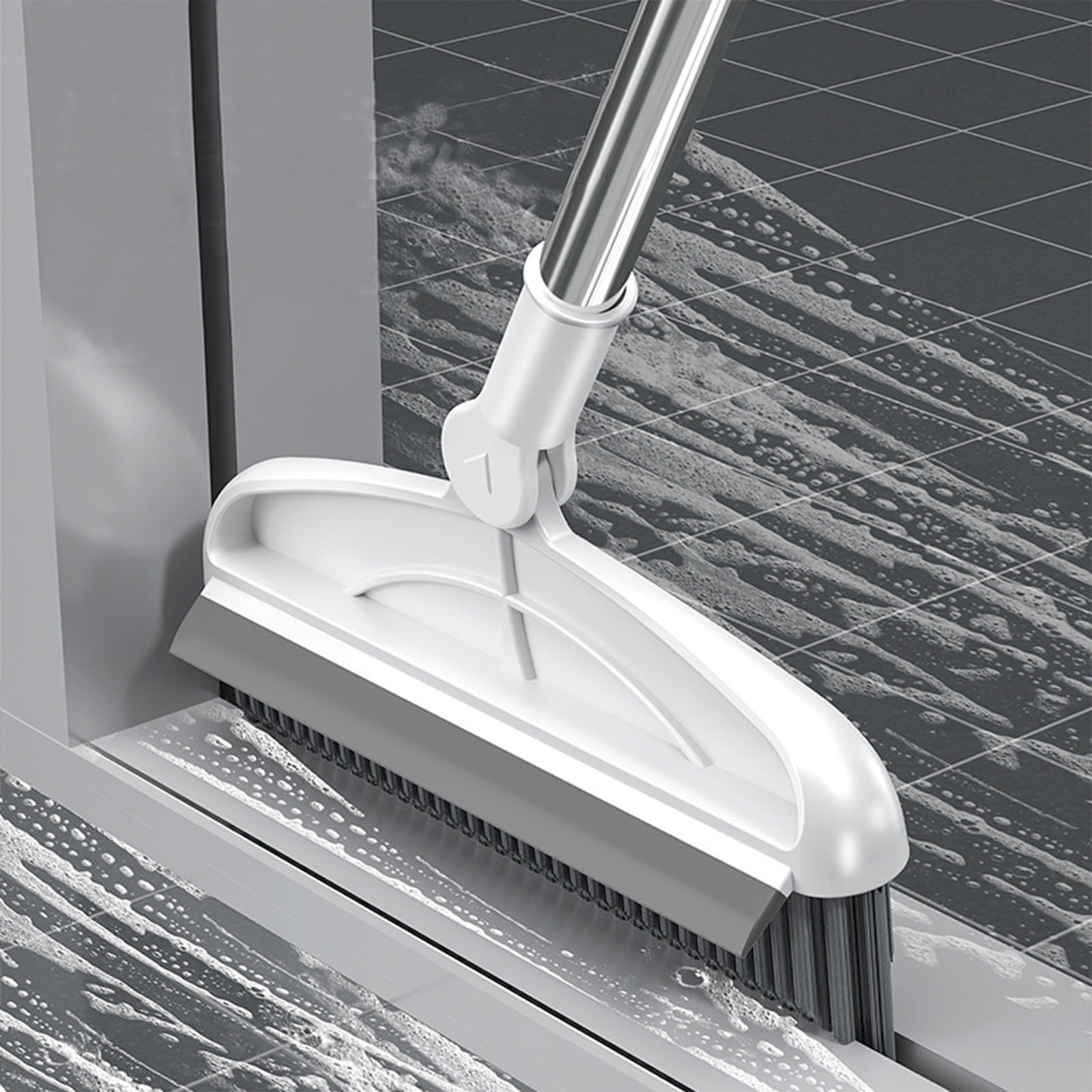 Floor Scrub Brush With Long Handle,2-in-1 Scraper And Brush For Cleaning Bathroom,Patio,Kitchen,Walls,Scrubbing Floors,Effective Corner Cleaner,Multi-Use Scrub Brush For Home-Free Size