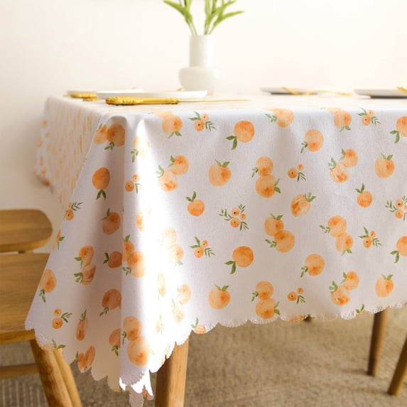 RXIRUCGD Floral PVC Tablecloth Waterproof Oil Resistant Plastic Cover for Kitchen Dining Table Desk Coffee Table Easy to Clean Decorative Protection