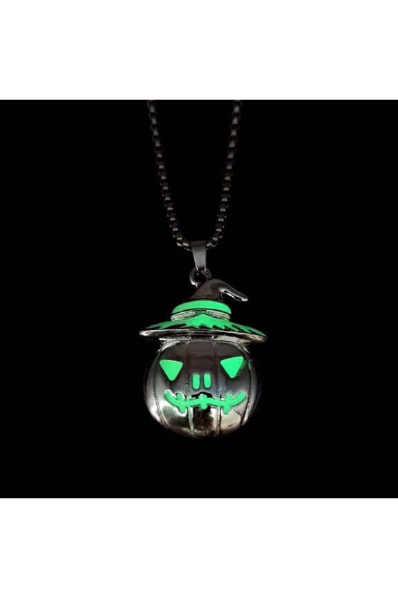Halloween Accessory Necklace With Pumpkin Ghost Face,Green