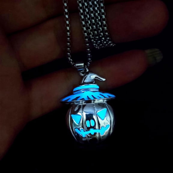 RXIRUCGD Halloween Accessory Necklace With Pumpkin Ghost Face,Sky Blue