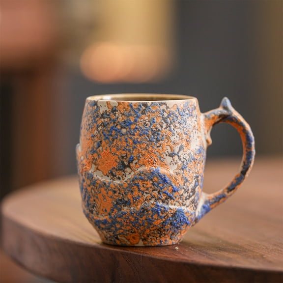 RXIRUCGD Handcrafted Ceramic Coffee Mug - Rustic Design Latte Cups for Morning Brew and Afternoon Tea, Comfortable Handle for Daily Use