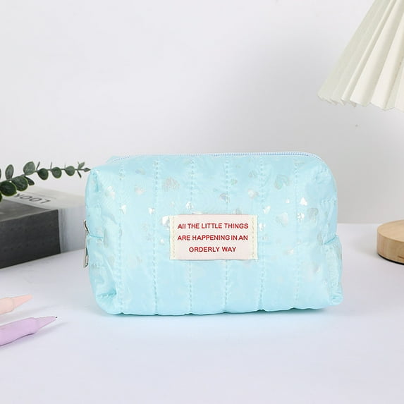 RXIRUCGD Heart Printed Makeup Bag Large Capacity Simple Octagonal Bag Pencil Case Pencil Pouch Stationery Storage Bag for Office Travel College