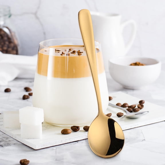 RXIRUCGD Heavy-Duty Stainless Steel Flat Handle Serving Spoon, Thickened Soup Spoon with Comfortable Grip, Versatile Kitchen Tool for Cooking and Serving