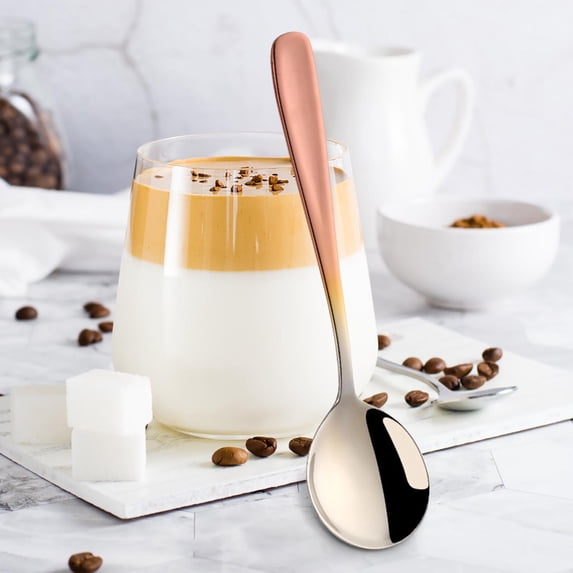 RXIRUCGD Heavy-Duty Stainless Steel Flat Handle Serving Spoon, Thickened Soup Spoon with Comfortable Grip, Versatile Kitchen Tool for Cooking and Serving
