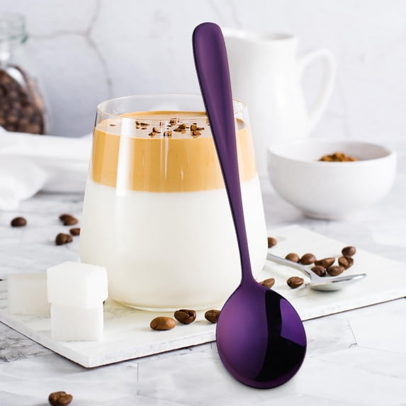 RXIRUCGD Heavy-Duty Stainless Steel Flat Handle Serving Spoon, Thickened Soup Spoon with Comfortable Grip, Versatile Kitchen Tool for Cooking and Serving