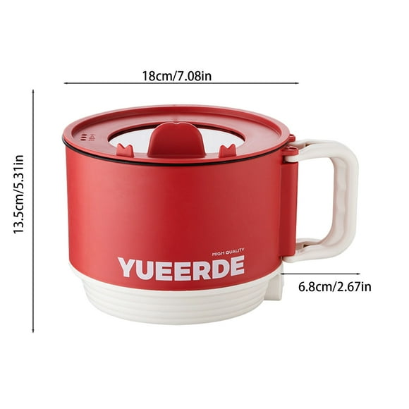 RXIRUCGD Hot Pot, Mini Rice Cooker- Electric Hot Pot- Portable Mini Ramen Pot For Steaming-Stir-frying- Porridge And Noodle Soup,Red