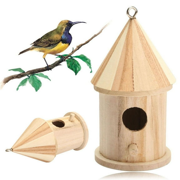 RXIRUCGD Integrated Cottage-Style Bird Sanctuary - Solid Wood Birdhouse with Multiple Roosting Spaces and Feeding Feature for Gardens