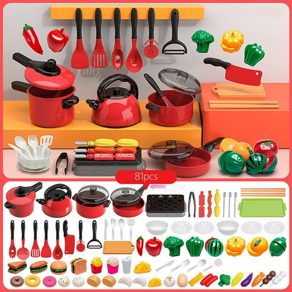 RXIRUCGD Interactive Role Play Kitchen Set with Simulated Induction Cooktop - Educational Cooking Play Accessories for Creative Skill Development