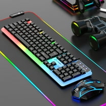 RXIRUCGD Keyboard, Luminous Keyboard And Mouse Set Hovering Keyboard Mechanical Feeling Gaming Mouse And Keyboard Colourful RGB Lights Wired Keyboard Wired Mouse, Christmas Gifts for Him/Her