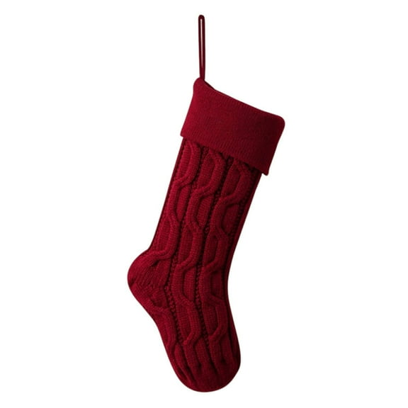 RXIRUCGD Knitted Christmas Stocking with Double-sided Twists Design, Acrylic Fiber Gift Candy Bag for Christmas Tree Decoration, Holiday Festive Sock for Small Presents Cards Celebration