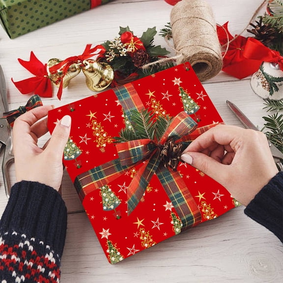 RXIRUCGD Large Christmas Wrapping Paper Sheets with Festive Holiday Designs for Gift Wrapping Boxes, Thick Glossy Kraft Paper for Seasonal Present Packaging and Creative Craft Projects