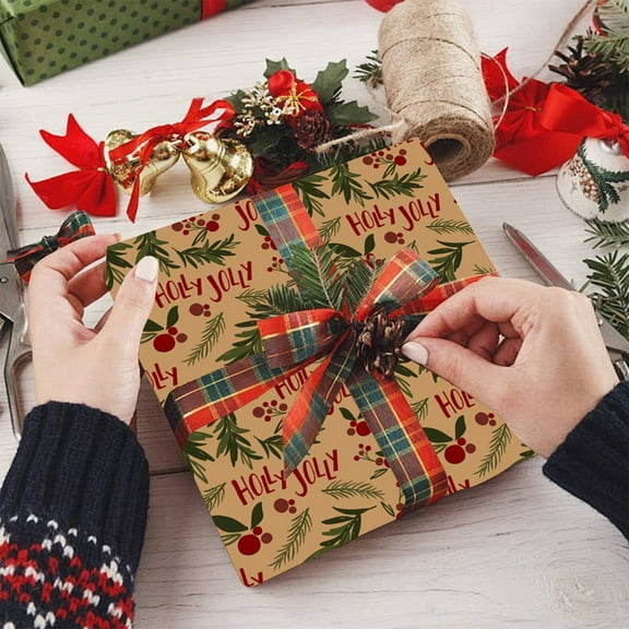 RXIRUCGD Large Christmas Wrapping Paper Sheets with Festive Holiday Designs for Gift Wrapping Boxes, Thick Glossy Kraft Paper for Seasonal Present Packaging and Creative Craft Projects